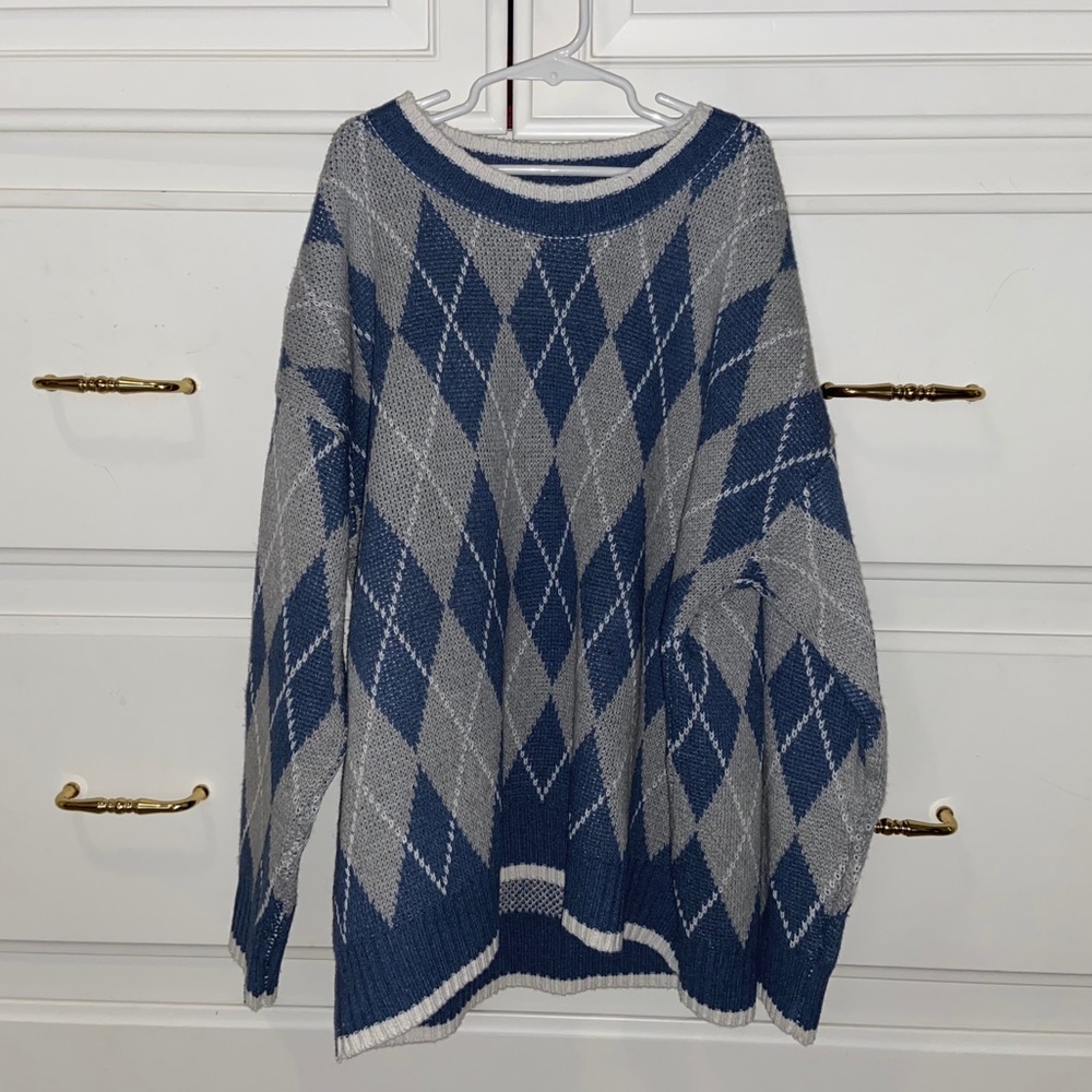 Oversized Argyle Sweater